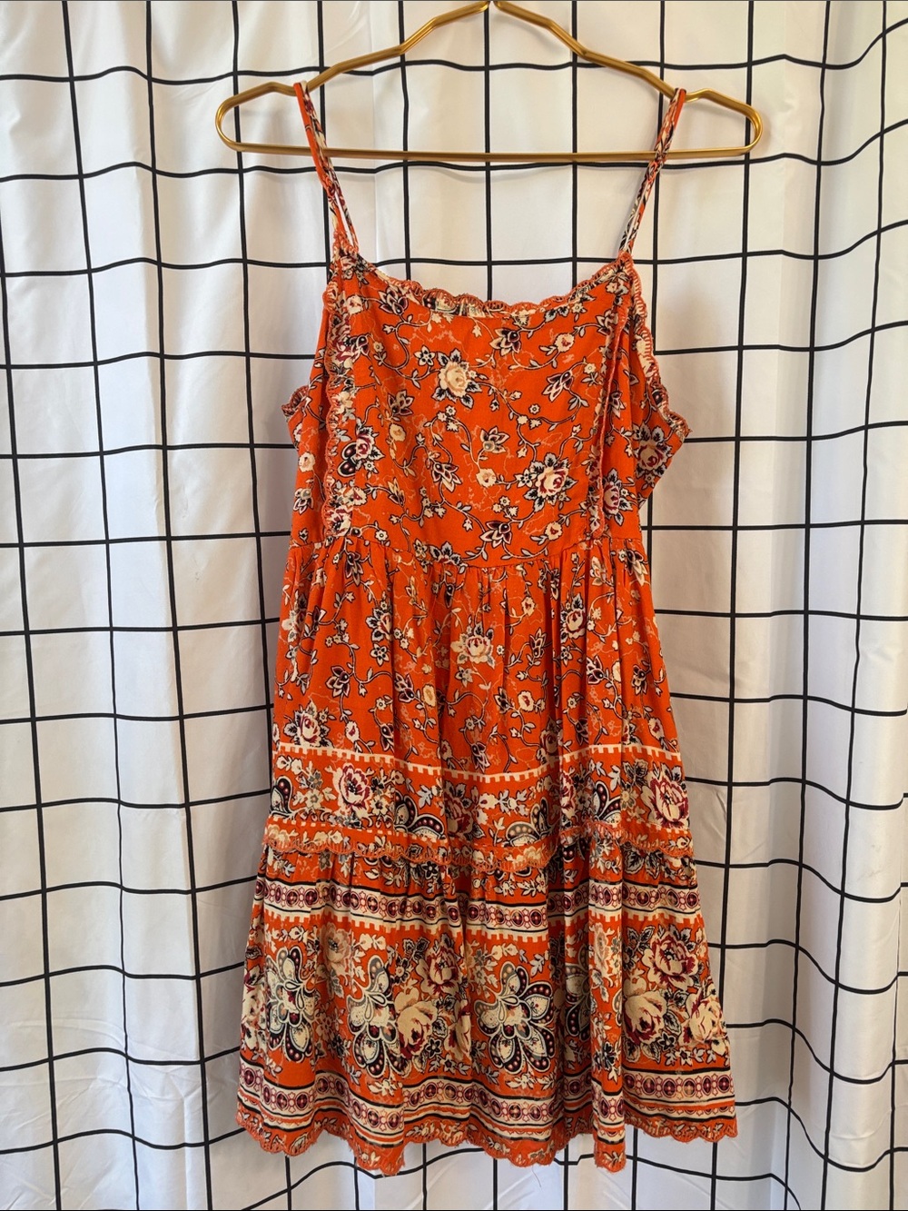 Urban Outfitters Orange Lace-Trimmed Mini Dress